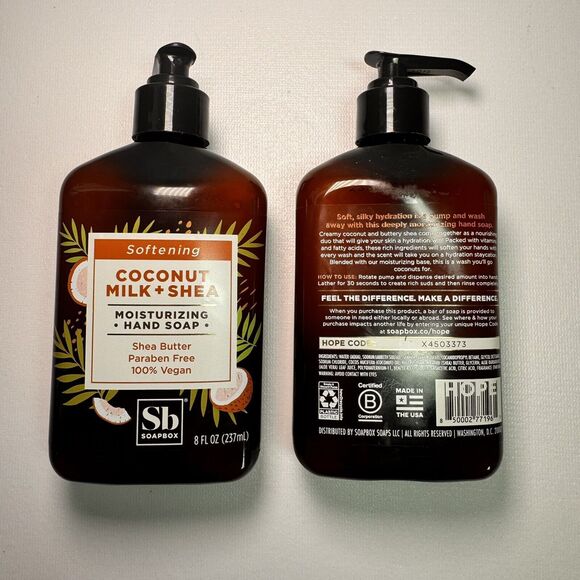Soapbox Softening‎ Moisturizing Hand Soap, Coconut Milk Shea, 8 Fl. Oz. 2 Count - Picture 3 of 5